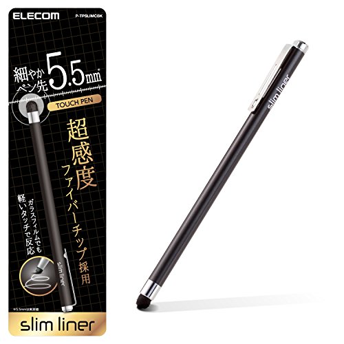 エレコム タッチペン スタイラスペン 超高感度タイプ スリムモデル [ iPhone iPad android で使える] ブラック P-TPSLIMCBK