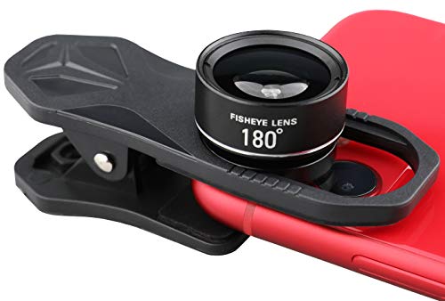 ALILUSSO 180°魚眼レンズ スマホ用カメラレンズ クリップに付き 自撮りレンズ iphone、sony、sharpとファーウェイなどに対応 簡単装着