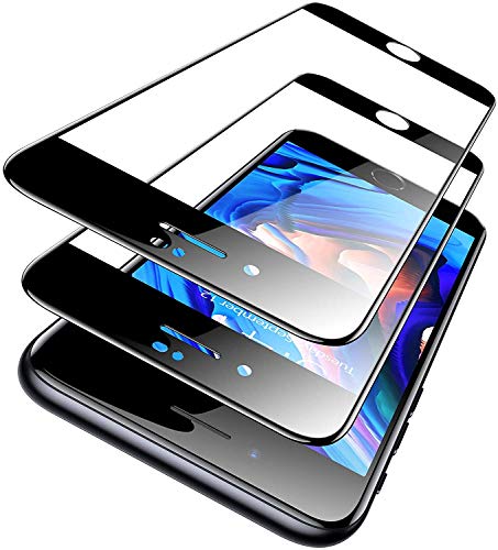 「米軍規格・2022 」TORRAS iPhone SE3 用ガラスフィルム iPhone SE2・8・7 用ガラスフィルム 縁が浮かない 9H越え 全面保護 耐衝撃 2枚セット アイフォン SE 第3世代・ SE 第2世代 用フィルム ブラック