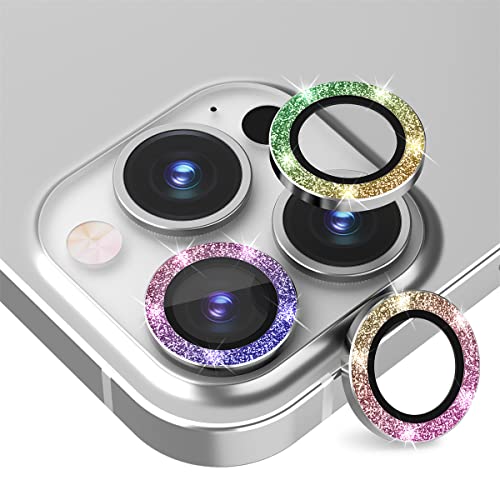 （3枚）Suoman カメラフィルム 対応 iPhone 13 Pro / iPhone13 Pro Max 用 カメラ レンズ 保護 カバー 適用 アルミニウム合金＋強化ガラス製 キズ防止-COLORFUL