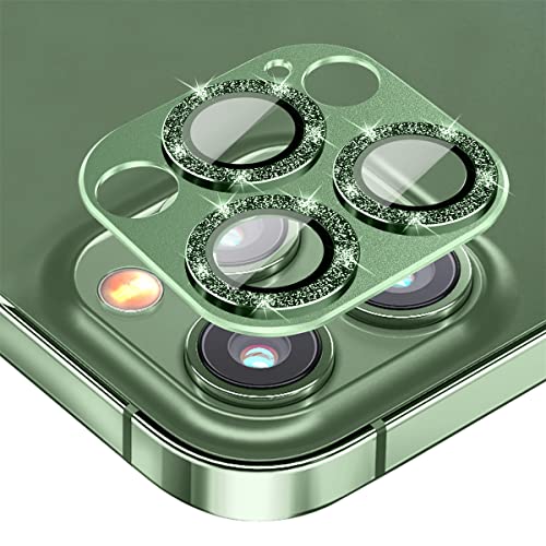 （2枚）Suoman カメラフィルム 対応 iPhone 13 Pro / iPhone13 Pro Max 用 カメラ レンズ 用 アルミニウム合金＋強化ガラス製 キズ防止-GREEN