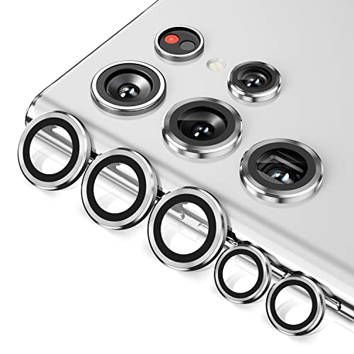 Hoerrye カメラレンズプロテクター Samsung Galaxy S22 Ultra用 傷防止 落下防止 合金 携帯電話 スクリーンカメラカバー 保護 6.8インチのアクセサリー用 シルバー