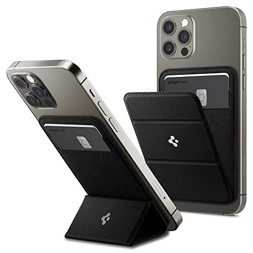 Spigen MagSafe対応 カードケース スタンド スリム マグネット内蔵 背面 ウォレット iPhone 13 対応 iPhone 12 対応 マグネット カード入れ マグネット付着 スマートフォールド AMP02746 (ブラック)