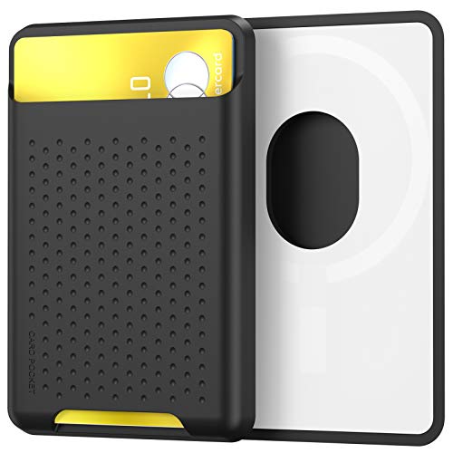AhaStyle カードケース ホールダー シリコン製 クレジットカード ポケット MagSafe対応 【磁力シールド】 iPhone 12/Pro/Max/mini適用 (ブラック)