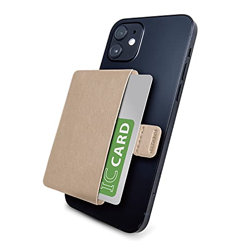エレコム カードポケット ソフトレザー 磁気吸着 MAGKEEP iPhone12シリーズ対応 カード1枚収納 ベージュ AMS-BP01BE