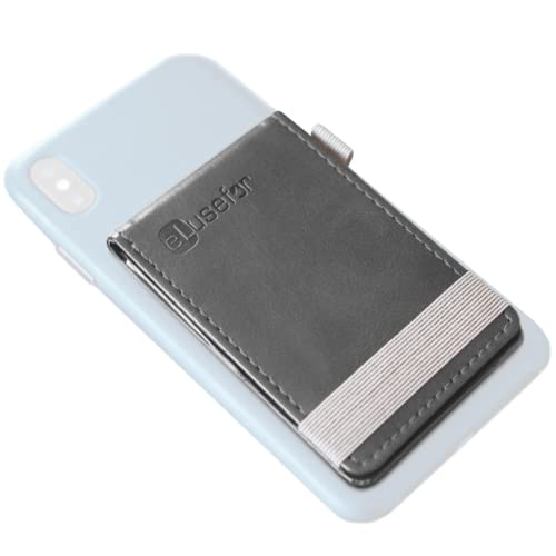 eLusefor 貼り付け式電話財布&カードホルダー iPhoneやAndroidケース用 (調光グレー)
