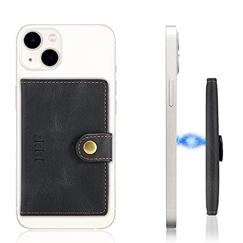 ZICISI Apple iPhone用 マグネット式財布 Magsafe 財布 レザーカードホルダー [現金2枚 + クレジットカード4枚 RFIDブロック&キックスタンド付き]、iPhone 13/12 pro maxに対応 (ブラック)