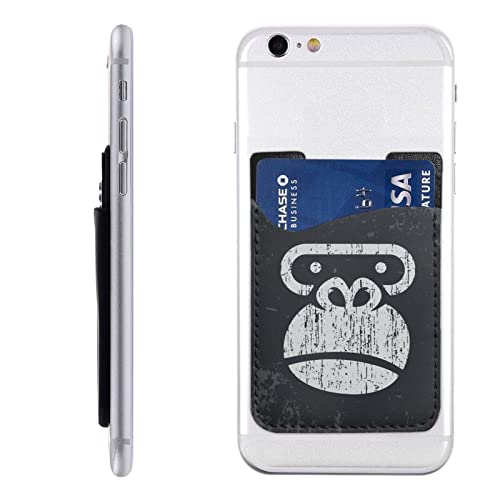 ゴリラの顔ロゴ スマホ カードケース カードホルダー PUレザー 背面ポケット カード収納ケース 背面 貼り付け ウォレット カード入れ 全機種対応 おしゃれ シンプル iPhone android全機種対応