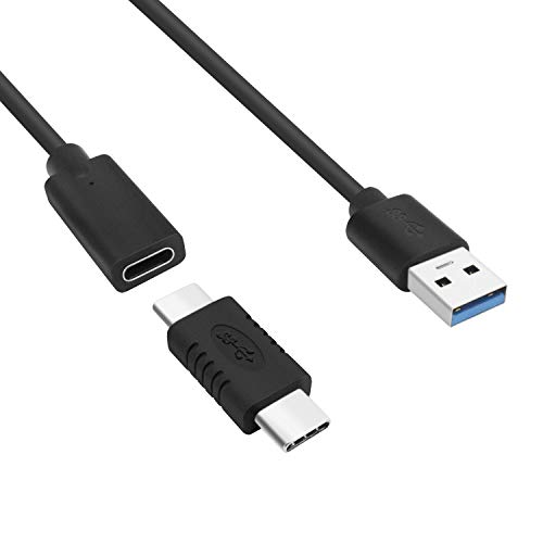 USB 3.0 オス to TYPE C メス 延長ケーブル (オス アダプタ 付き) USB Type-Cデータ同期ケーブルのビデオ、データ、およびオーディオ伝送に使用(0.2m)