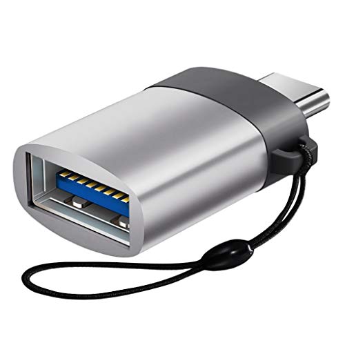 Type-C Type-A USB 3.0 変換アダプター コネクタ OTG USB ホスト機能 変換 アダプタ データ転送 USB C ストラップ付き （シルバー） PR-OTGTYPEC-SV