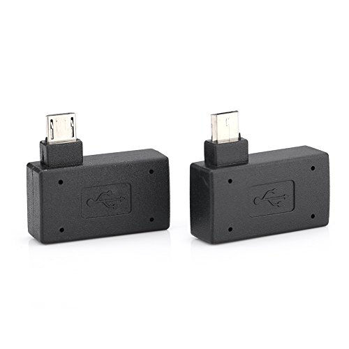 2個 USB 2.0 OTGホストアダプタ OTGホストアダプター USB 2.0アダプター USB OTGアダプター USBアダプター マイクロアダプター 90度USB 2.0 OTGホストアダプター 左 右角度付き 高速OTG機能 USB電源付き PVC
