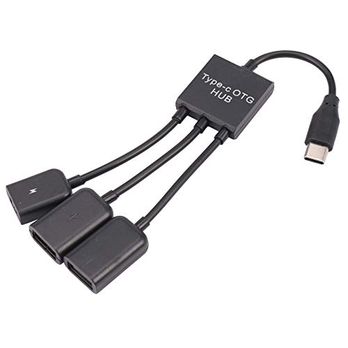 Vrttlkkfe USB 3.1タイプC オス - 2デュアルUSB A 2.0メス+マイクロ-USPメス3 in 1 OTG HUB