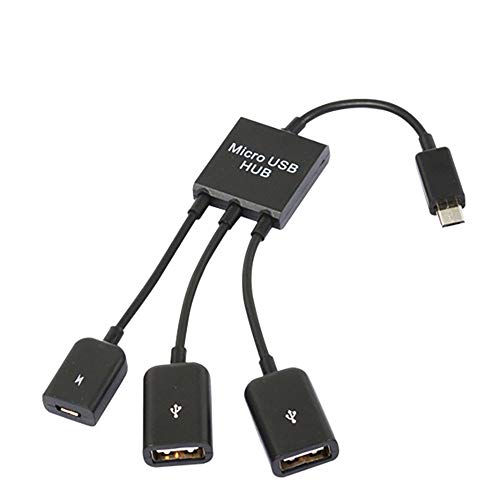 3 in 1 Micro USB OTGケーブルアダプターMicro USB-USB 2.0アダプターAndroid PhoneマイクロUSB充電データケーブルUSB延長ケーブルブラック1個
