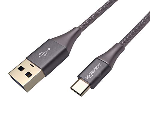 Amazonベーシック 充電ケーブル USB タイプC~タイプA 3.1 第1世代 ダブル編組ナイロン 0.9m ダークグレー