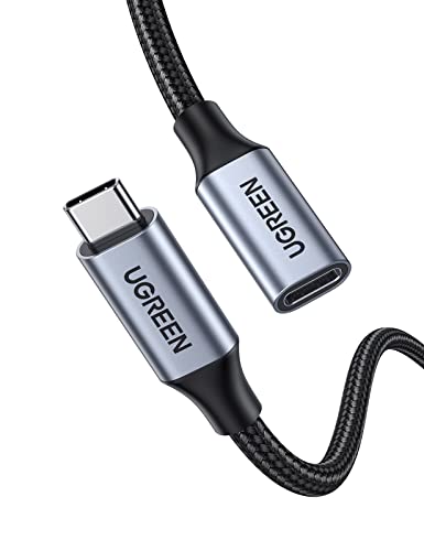 UGREEN USB C延長ケーブル USB 3.1 Gen 2 (10Gbps) Thunderbolt3対応ケーブル 延長コード 5A PD急速充電 アンドロイド ラップトップなど様々なusb-cデバイスに対応 ナイロン編み 双方向転送 0.5ｍ