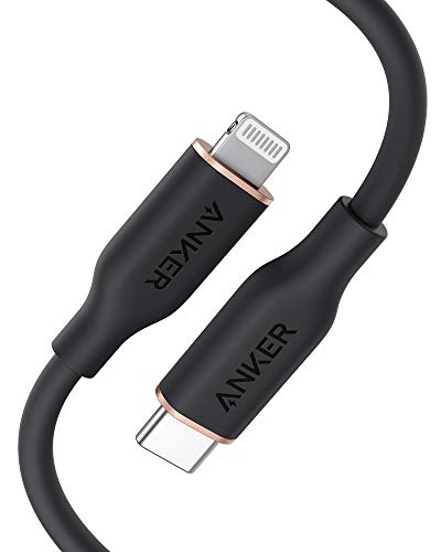 Anker PowerLine Ⅲ Flow USB-C & ライトニング ケーブル MFi認証 Anker絡まないケーブル USB PD対応 シリコン素材採用 iPhone 13 / 13 mini / 13 Pro / 13 Pro Max / 12 各種対応 (0.9m ミッドナイトブラック)