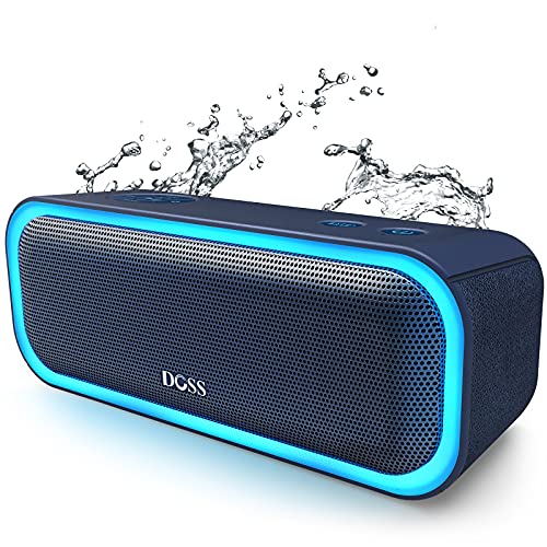 DOSS SoundBox Pro Bluetooth スピーカー ワイヤレス ポータブル 小型スピーカー デュアルドライバ パッシブラジエーター搭載 20W出力 EXTRA BASSテクノロジー 強化された低音 ステレオ IPX5防水 イルミネーション機能 20時間再生 Aux-in TFカード対応 お風呂 アオトドア適用 ぶるーとぅーすすぴーかー（ブルー）