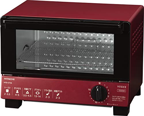 日立 オーブントースター 1,000W 角型パン2枚焼き HTO-CT35 R レッド