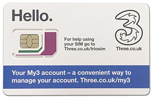 Three UK プリペイド シムカード ヨーロッパ用 12GB ヨーロッパ、アジア、アメリカ使用可能