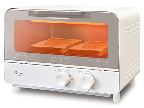 dretec(ドリテック) オーブントースター トレー付 2枚焼き おしゃれ レトロ トースター タイマー 温度調整 100〜250℃ ホワイト