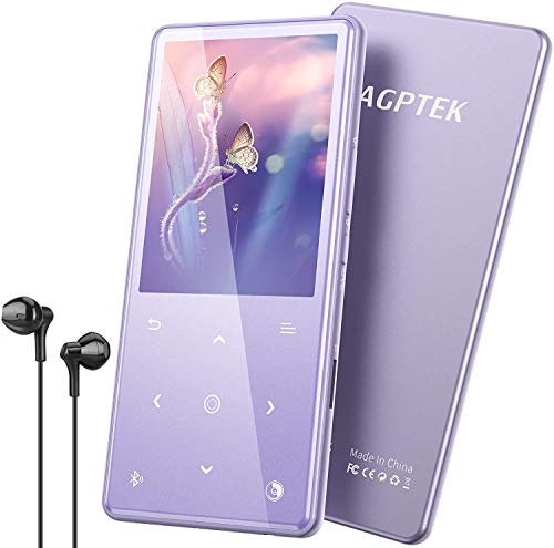 AGPTEK MP3プレイヤー パープル Bluetooth 5.0 スピーカー内蔵 2.4インチ HiFi 音楽プレーヤー MP3プレーヤー ミュージックプレイヤー FMラジオ 録音 内蔵16GB 最大128GBまで拡張可能 mp3 タッチボタン 合金製 プレゼント ギフト H9 日本正規品