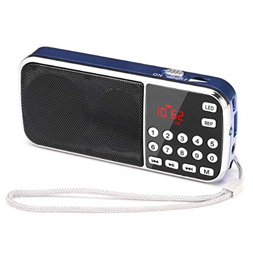Gemean J-189 USB 小型 ラジオ 充電式 bluetooth ポータブル ワイド fm am 携帯 ラジオ ミニ、懐中電灯付き 対応 AUX SD MP3