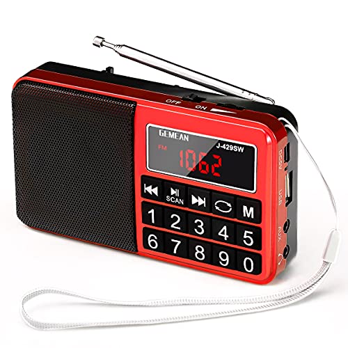 GemeanJ-429SW ポータブル USB ラジオ 充電式 携帯 対応 ワイド FM AM (MW) 短波 by Gemean (L-238SW) (バラ色)