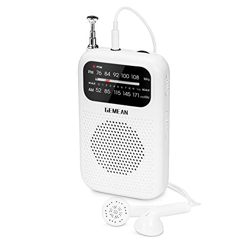 超小型 ラジオ 電池式 携帯 ワイド FM AM ラジオ ステレオイヤホンジャック 名刺サイズ 薄型 軽量 イヤホン付属 fmスピーカー(無料イヤホン付き), 2つの単4電池で作動し、ジョギング、ウォーキング、旅行に最適です。 (白)