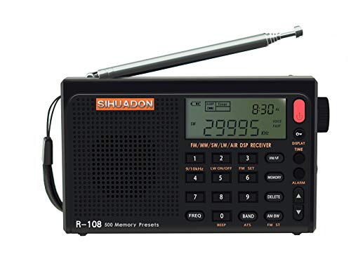 SIHUADON R-108 ポータブルラジオ FM LW SW MW エアバンド DSPレシーバー LCD バッテリーで良好屋内および屋外アクティビティの両親への贈り物 RADIWOWで作る