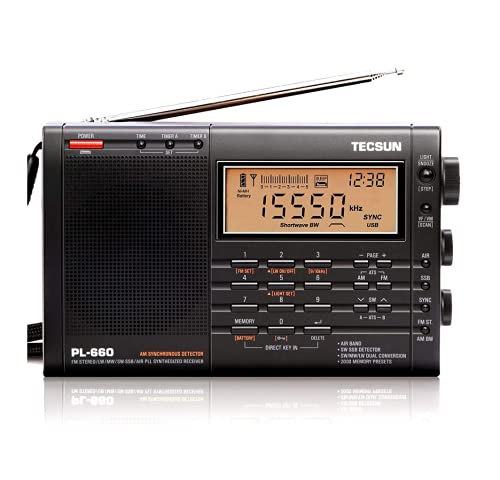 TECSUN PL-660 ブラック BCL 短波ラジオ FM/MW/SW/Air 日本語版説明書付属