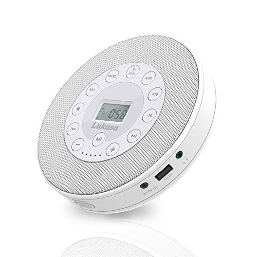 ポータブル CDプレーヤー 内蔵スピーカー MP3プレーヤー 2000mAh CD音楽プレーヤー USB再生 耐衝撃保護 (ホワイト)