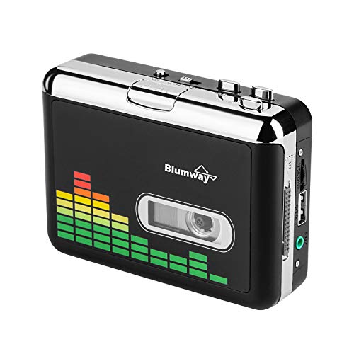 Blumway カセットテープUSB変換プレーヤー MP3コンバーター カセットテーププレーヤー MP3曲の自動分割 USBフラッシュメモリ保存 オートリバース機能搭載 イヤホン付属 日本語取扱説明書付き