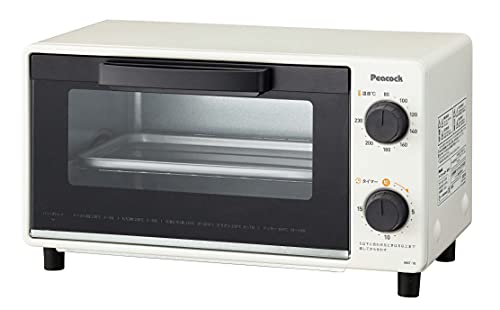 ピーコック魔法瓶 オーブントースター 1000W トースト 2枚焼き グラタン 切りもち 冷凍ピザ クッキー 温度調節機能 おしゃれ コンパクト トースター WBT-10 W ホワイト