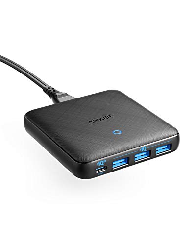Anker PowerPort Atom III Slim (Four Ports)（PD 充電器 65W 4ポート USB-C）【PowerIQ3.0搭載 / PD対応/GaN(窒素ガリウム)採用】 iPhone iPad iPod 各種、 MacBook Air、その他USB-C機器対応 (ブラック)