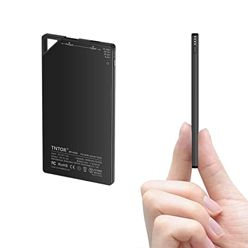 TNTOR モバイルバッテリー 軽量 小型 超薄 6mm 5000mAh スマホ充電器 持ち運び便利 iPone&Android対応 地震/災害/旅行/出張用 (ブラック)【PSE認証済】