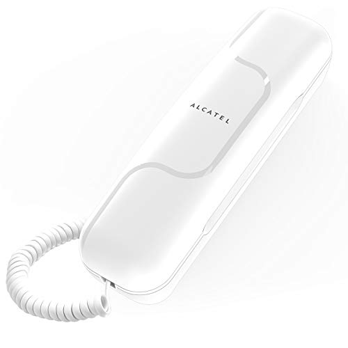 ALCATEL (アルカテル) T06 電話機 シンプル 固定電話機 ビジネスフォン 電話 電源不要 おしゃれ コンパクト 小型 卓上 壁掛け アナログ回線 受付用 オフィス用 家庭用 日本語説明書付き ホワイト