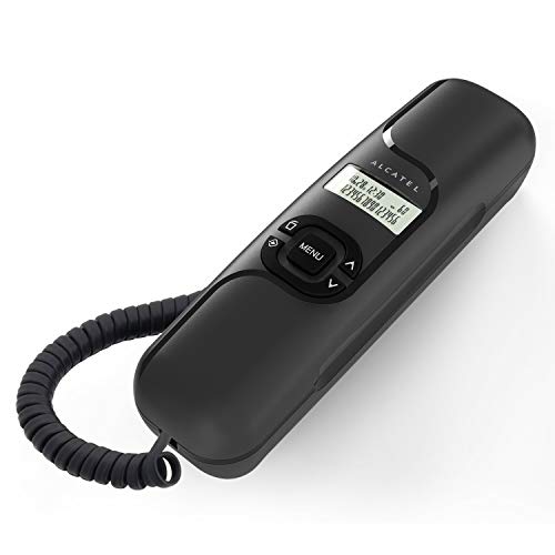 ALCATEL (アルカテル) T16 電話機 ナンバーディスプレイ おしゃれ シンプル 固定電話機 シンプルフォン コンパクト 小型 壁掛け 受付用 オフィス用 業務用 家庭用 リダイヤル 親機のみ 日本語説明書付き ブラック