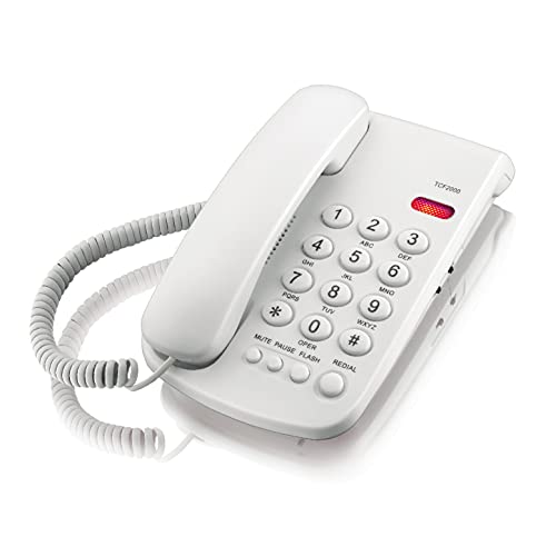 Gtwoilt TCF-2000 電話機 親機のみ ホテルの電話機 ビジネスの電話本体 ホームの電話機 ホテルの電話機 電源不要/ミュート/一時停止/リダイヤル機能付き (白い)