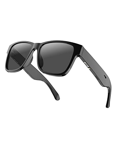 RUIMEN スマートグラス Bluetooth ワイヤレスオーディオグラス ブルーライトカットグラス ブルートゥースメガネ マイク付 最大8時間再生 防滴 タッチ操作 ファッションサングラス 度付きレンズの交換可能 大人/青年に適用 Smart Glassess