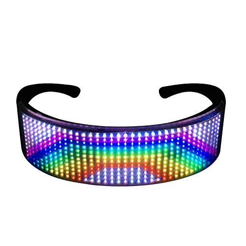 光るサングラス BT LEDグラス カラフル DIY メッセージ 22アニメーション 20写真 音楽モード 光るおもちゃ ハロウィーン小道具