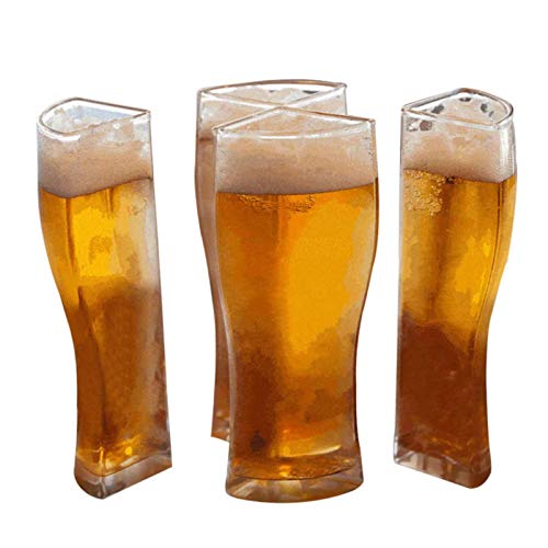 4-in-1ビールジョッキ、大容量アクリルビールジョッキ4個セット、コネクテッドドリンクグラス、ホームダイニング、バー、パーティーエンターテインメント用のアクリルバランスカップビールディスペンサー