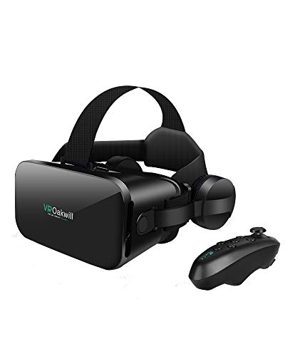 最新 VRゴーグル VRヘッドセット VRヘッドマウントディスプレイ 3D スマホVR ヘッドホン付き モバイル型 (黒)