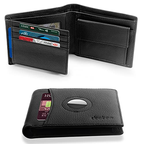 【Amazon 限定ブランド】doeboe Airtag 財布 本革 二つ折り 小銭入れ付き メンズ ウォレット 男性用RFIDブロッキング クレジットカード財布 (黒色)