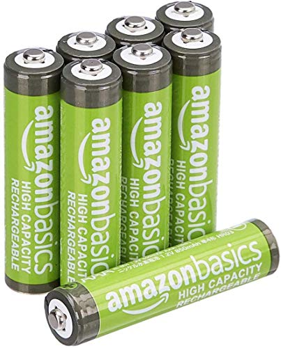 Amazonベーシック 充電池 充電式ニッケル水素電池 単4形8個セット (最小容量800mAh、約500回使用可能)