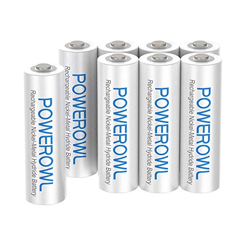 Powerowl単4形充電式ニッケル水素電池8個セット 大容量 自然放電抑制 環境保護 電池収納（1000mAh、约1200回循環使用可能）