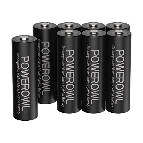 Powerowl単3形充電式ニッケル水素電池8個パック PSE安全認証 自然放電抑制 環境保護(2800mAh、约1200回循環使用可能