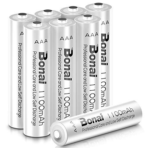 BONAI 単4形 充電式電池 ニッケル水素電池 8個パックCEマーキング取得 UL認証済み 自然放電抑制 液漏れ防止設計 環境友好タイプ（高容量1100mAh 約1200回使用可能）
