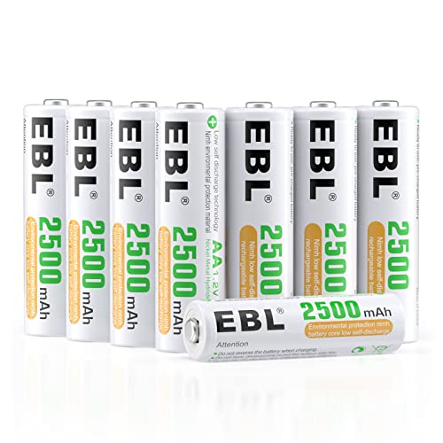 EBL 単三電池 充電式 ニッケル水素充電池 8本セット 大容量2500mAhで長持ち 単3充電池 約1200回繰り返し充電可能 単3電池 充電式