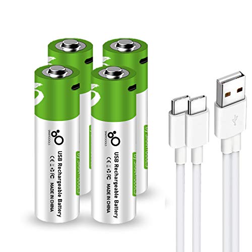 SMARTOOOLS単3形USB充電式リチウム電池1.5V定出力2600mWhAAセル（USB Cケーブル付き）1.5H急速充電電池 (単3形充電池 x 4個)