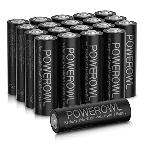 Powerowl単3形充電式ニッケル水素電池20個パック PSE安全認証 自然放電抑制 環境保護(2800mAh、约1200回循環使用可能